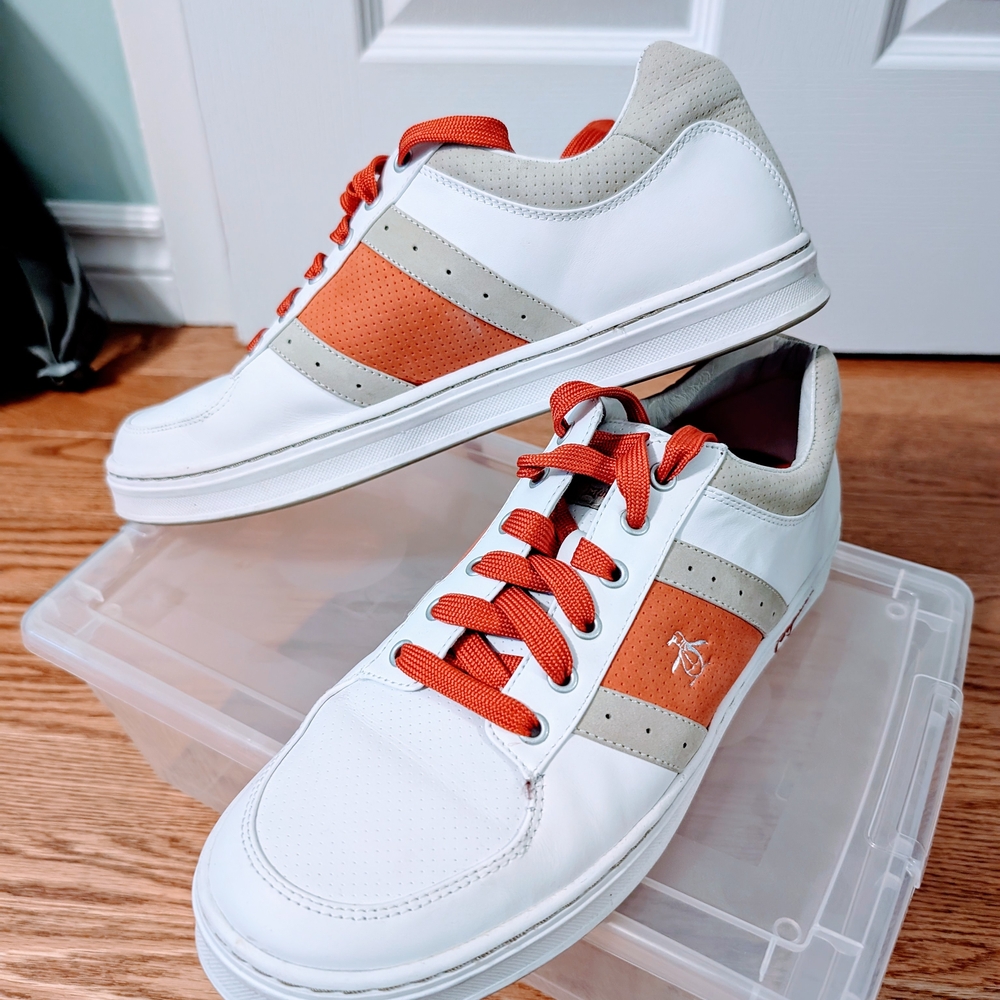 White and Orange Casual Sneakers